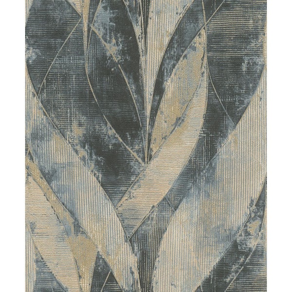 Advantage Blake Blue Denim Leaf Wallpaper Sample