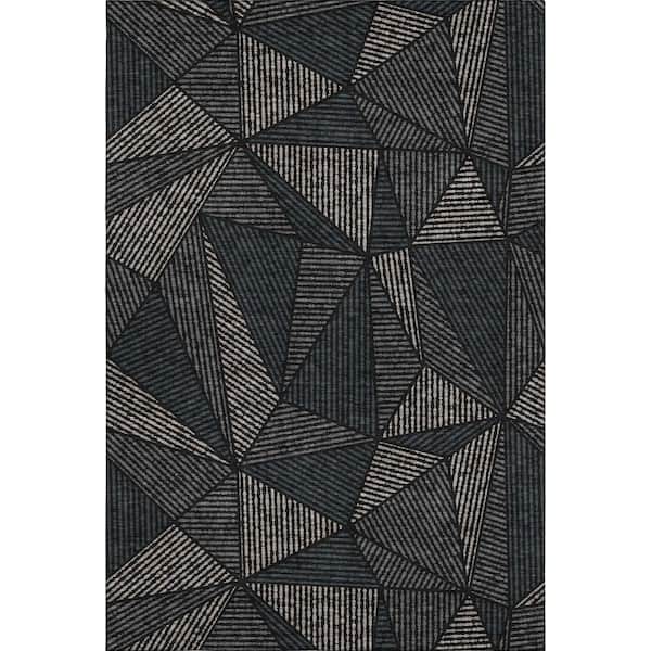Addison Rugs Mayfield Premium Machine Washable Indoor/Outdoor Geometric AMF618 Black 8 ft. x 10 ft. Area Rug