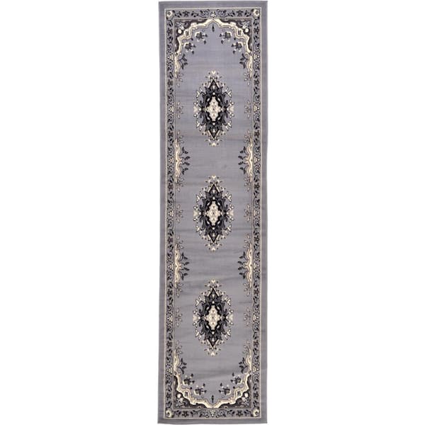 Unique Loom Reza Washington Gray 2' 7 x 10' 0 Runner Rug