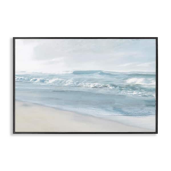 Calm Blue Beach Waves by Mike Calascibetta Black Framed Coastal Giclee Art Print 20 in. x 30 in.
