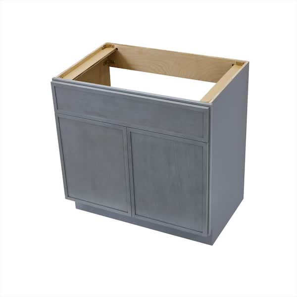 Vanity Art 33 in. W x 21 in. D x 32.5 in. H 2-Doors Bath Vanity Cabinet without Top in Smoky Gray