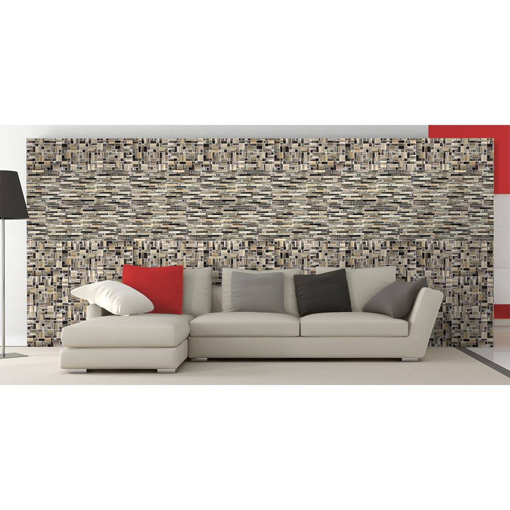Silver Hexagonal Glass Peel and Stick Wall Tile