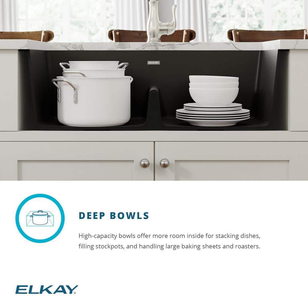 Black Quartz Double Bowl Undermount Kitchen Sink