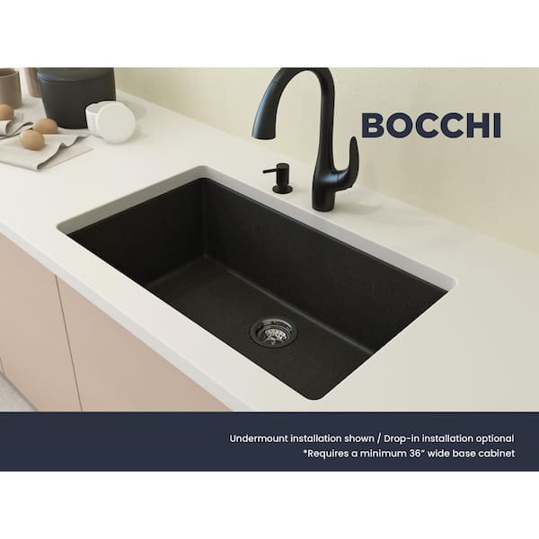 Granite Composite Single Bowl Kitchen Sink in Metallic Black