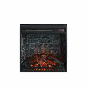 18 in. Electric Glass Front Fireplace Insert with Remote, Black