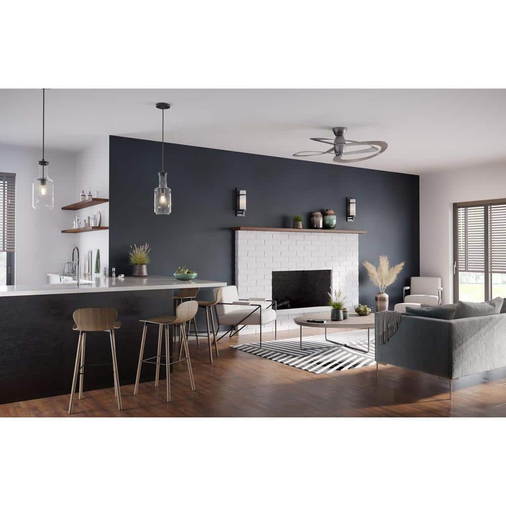 Latrobe Matte Black Glass 17" Pendant Light