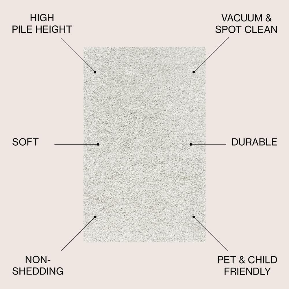 White 8' x 10' Synthetic Shag Area Rug