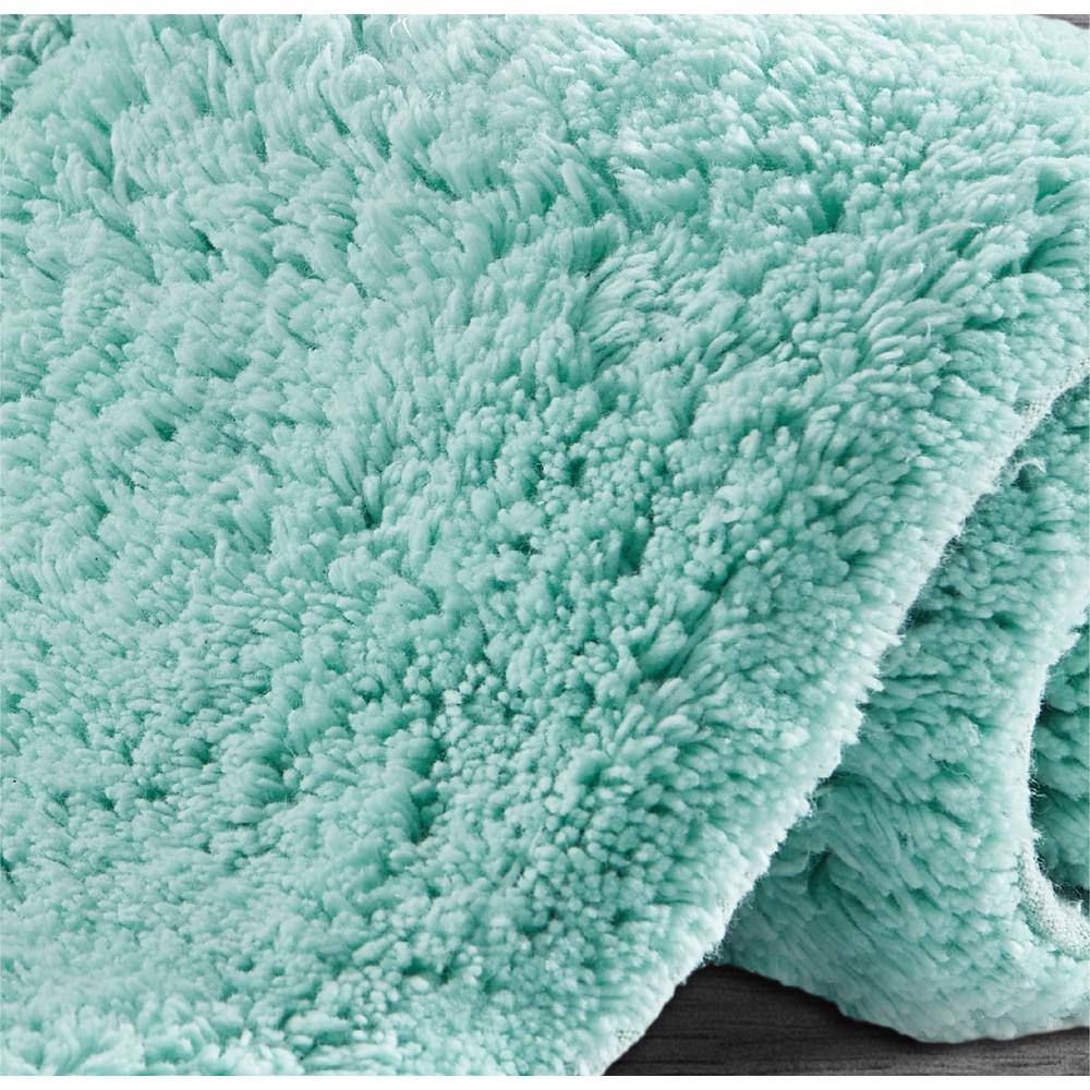 Aqua Cotton Bath Rug with 'They' Pattern, 21" x 34"