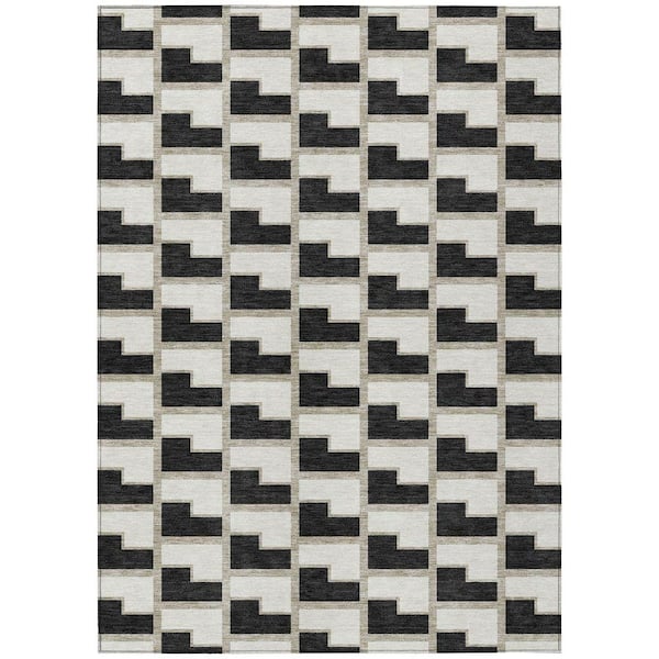 Chantille Machine Washable Indoor/Outdoor Abstract ACN2416 Black 3 ft. x 4 ft. Area Rug