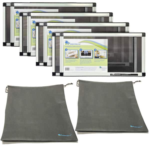 10 in. x 19 in. 4 Expandable Fiberglass Window Screens and Storage Bags, Adjustable to Vertical or Horizontal Openings