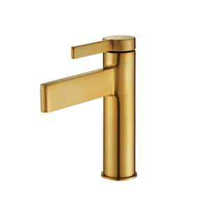 Oviedo Single Low Handle Single Hole Bathroom Faucet in Brushed Gold