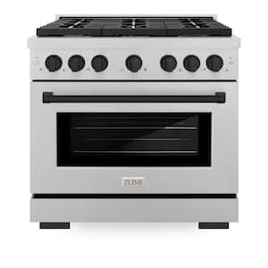 Autograph Edition 36 in. 6 Burner Gas Range in Fingerprint Resistant Stainless Steel and Matte Black Accents