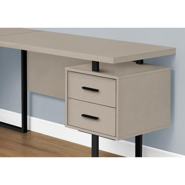 Modern 71 L-Shaped White & Cement Office Desk w/ Drawers