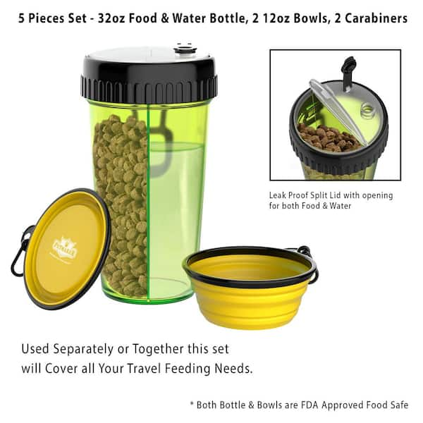 Travel dog food store and water container