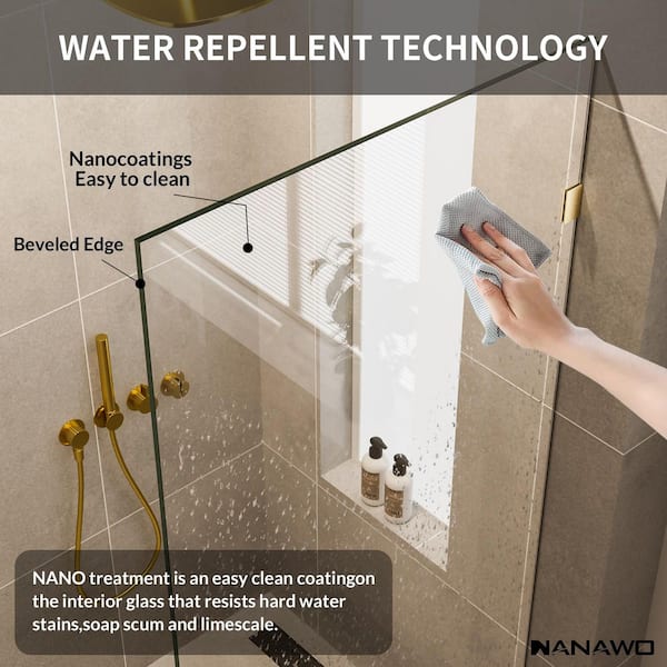 NANAWO 30 in. W x 78 in. H Frameless Fixed Single Panel Shower