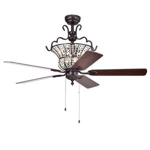 Charla 52 in. 3-Light Indoor Bronze Hand Pull Chain Ceiling Fan with Light Kit