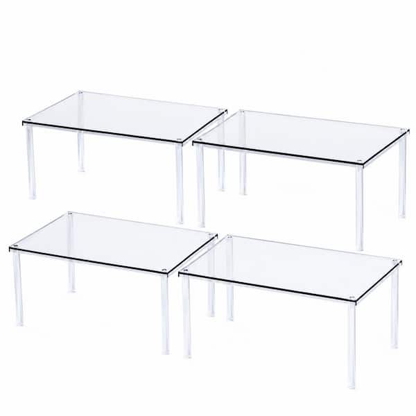 Set of 4 Acrylic Stackable Cabinet Organizer Shelves for Spice Rack and Kitchen Pantry Storage