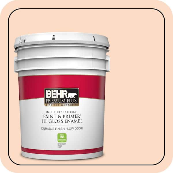 BEHR PREMIUM PLUS 5 gal. #250C-2 Sugared Peach Hi-Gloss Enamel Interior/Exterior Paint & Primer