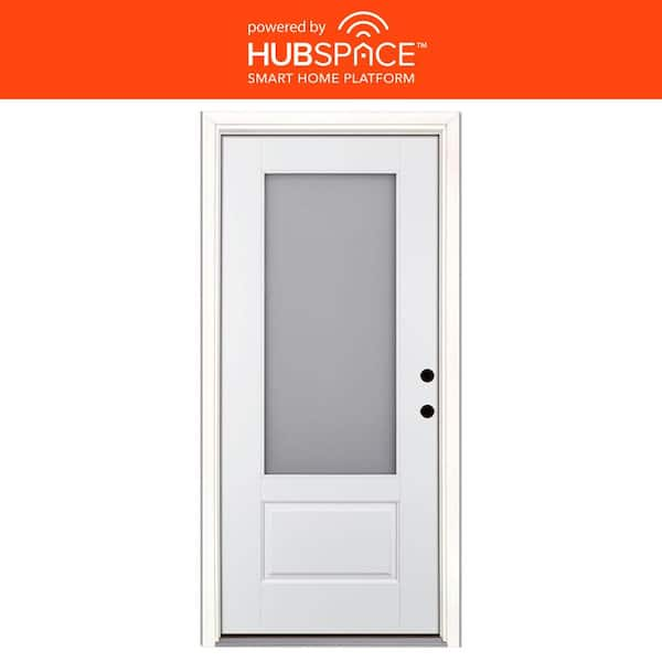 Smart Glass 36 in. x 80 in. Left Hand Inswing 3/4-Lite Smooth Unfinished Fiberglass Prehung Front Door