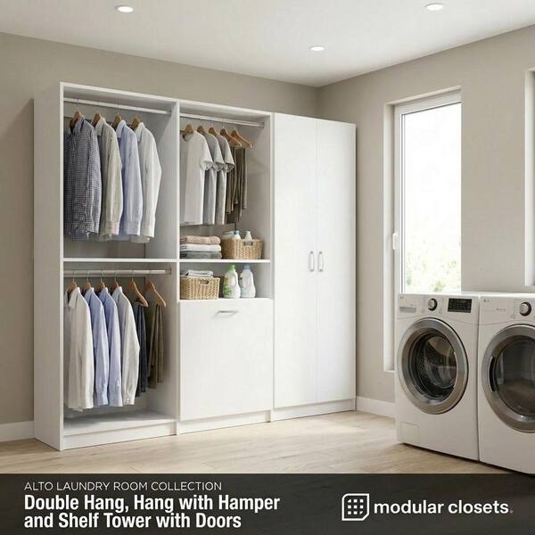 MODULAR CLOSETS Alto Laundry Room 81 in W White Double Hang, Hang