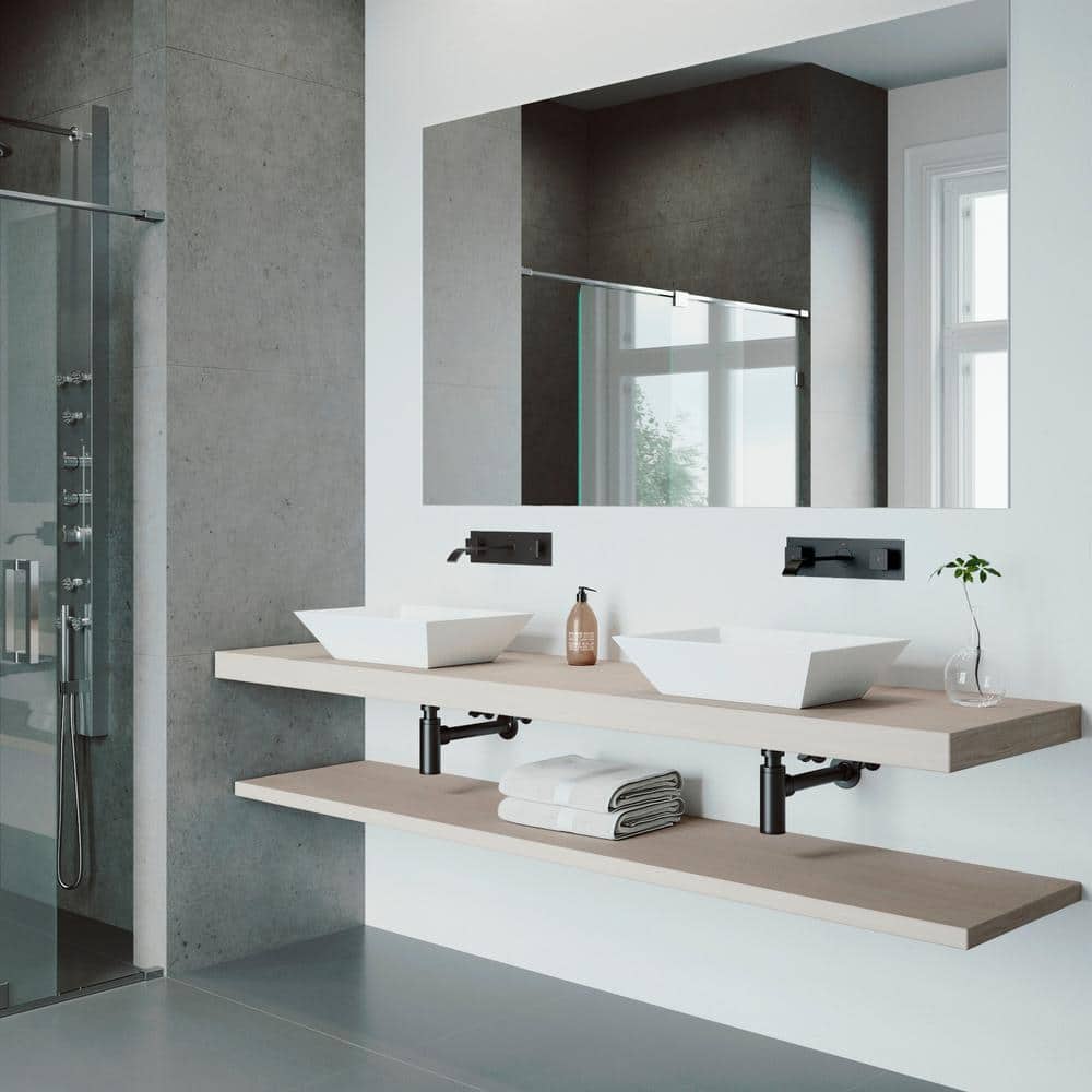 Contemporary Dual-Handle Black Nickel Wall-Mounted Bathroom Faucet