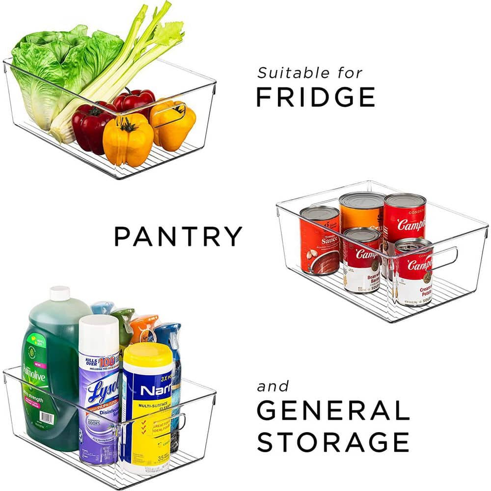 Clear Stackable Plastic Storage Bins with Handles, 3-Pack