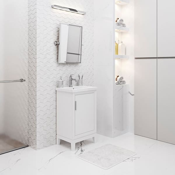 Elsa 20.5 in. W x 16 In. D Bath Vanity in Pure White with Ceramics Vanity Top in White with White Basin
