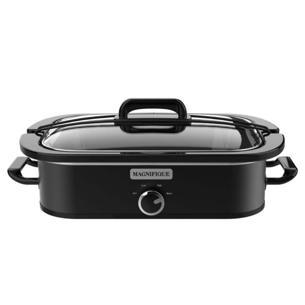 4 Quart Black Rectangular Manual Slow Cooker with Classic Ceramic Pot for Daily diet, Dishwasher Safe price history on PriceWatchPro