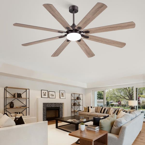 72 in. Brown Indoor/Outdoor Downrod/Angled Mount Standard Ceiling Fan with Two-Tone Blades and Integrated LED Light Kit