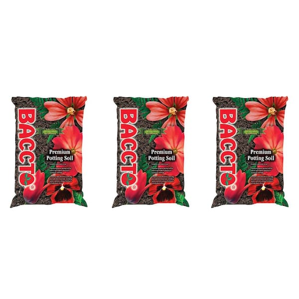 BACCTO General All Purpose Premium Potting Soil with Perlite, 25 lbs. (3-Pack)