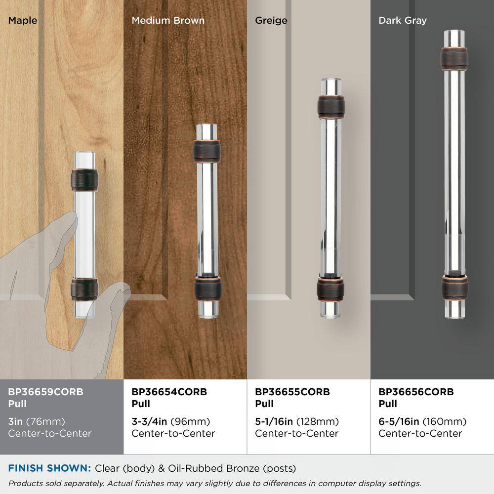 Amerock Clear and Oil-Rubbed Bronze 3" Cabinet Pull