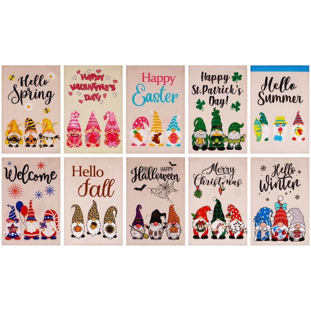 1 ft. x 1.5 ft. Burlap Seasonal Gnomes Holiday Set 10-Pieces 2-Sided Garden Flag price history on PriceWatchPro