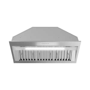 34 in. 350 CFM Genoa Convertible Range Hood in Brushed Steel, Baffle Filters, Electronic Button Control, LED Light