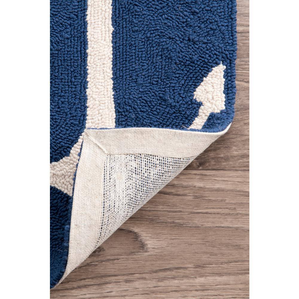 Hand Hooked Navy Blue Synthetic Indoor/Outdoor Area Rug, 3x5