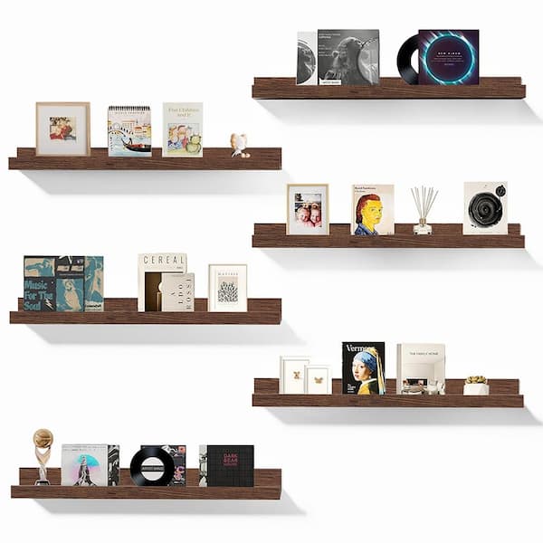 Generic 23.6 in. W x 5.1 in. D Walnut Wooden Picture Ledge