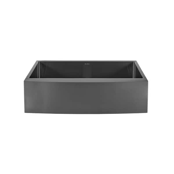 Rivage Black Stainless Steel 33 in. Single Bowl Farmhouse Apron Workstation Kitchen Sink
