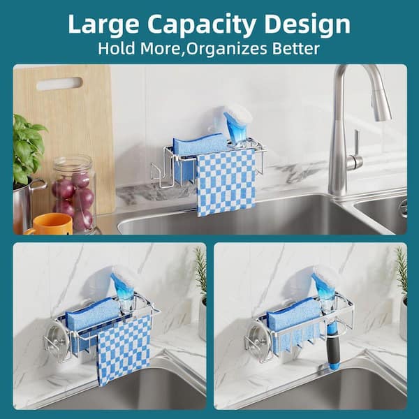Esepony Stainless Steel Sink Caddy with Strong Suction Cup for