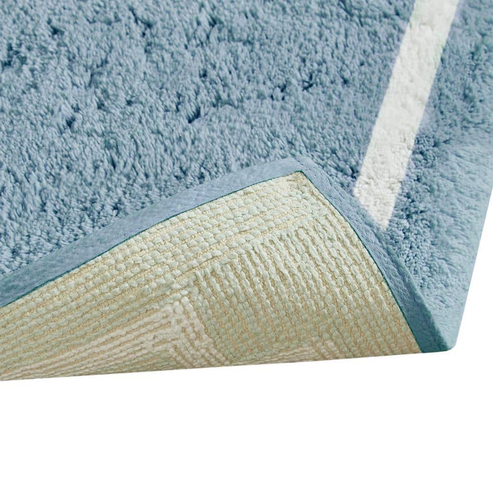 Blue and White Cotton Tufted Bath Mat 24''x40''