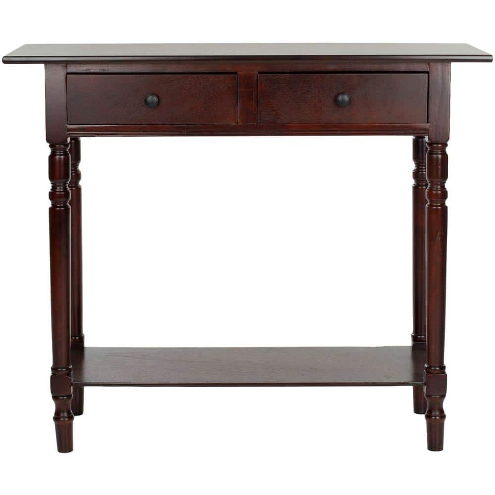 Transitional Dark Cherry Wood Console Table with Storage