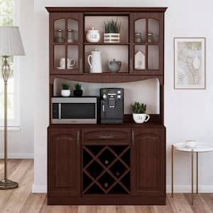Galiano 73 in. Espresso Pantry Buffet with Hutch with Wine Rack and Drawer