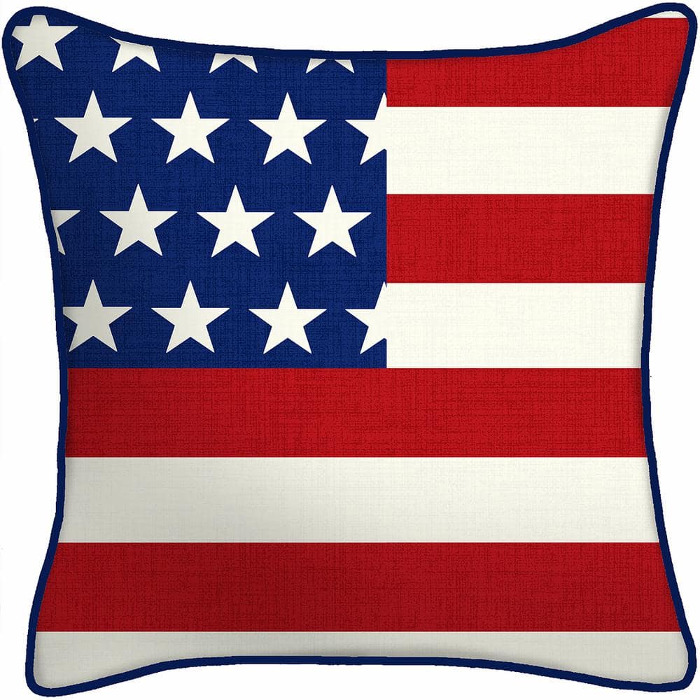 18 x 18 Navy Texas Home Novelty Square Knife Edge Outdoor Throw Pillow  with Welt