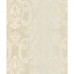 Ariana Gold Striped Damask Paper Strippable Wallpaper (Covers 57.8 sq. ft.)