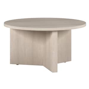 Anders 32 in. Alder White Round MDF Top Coffee Table