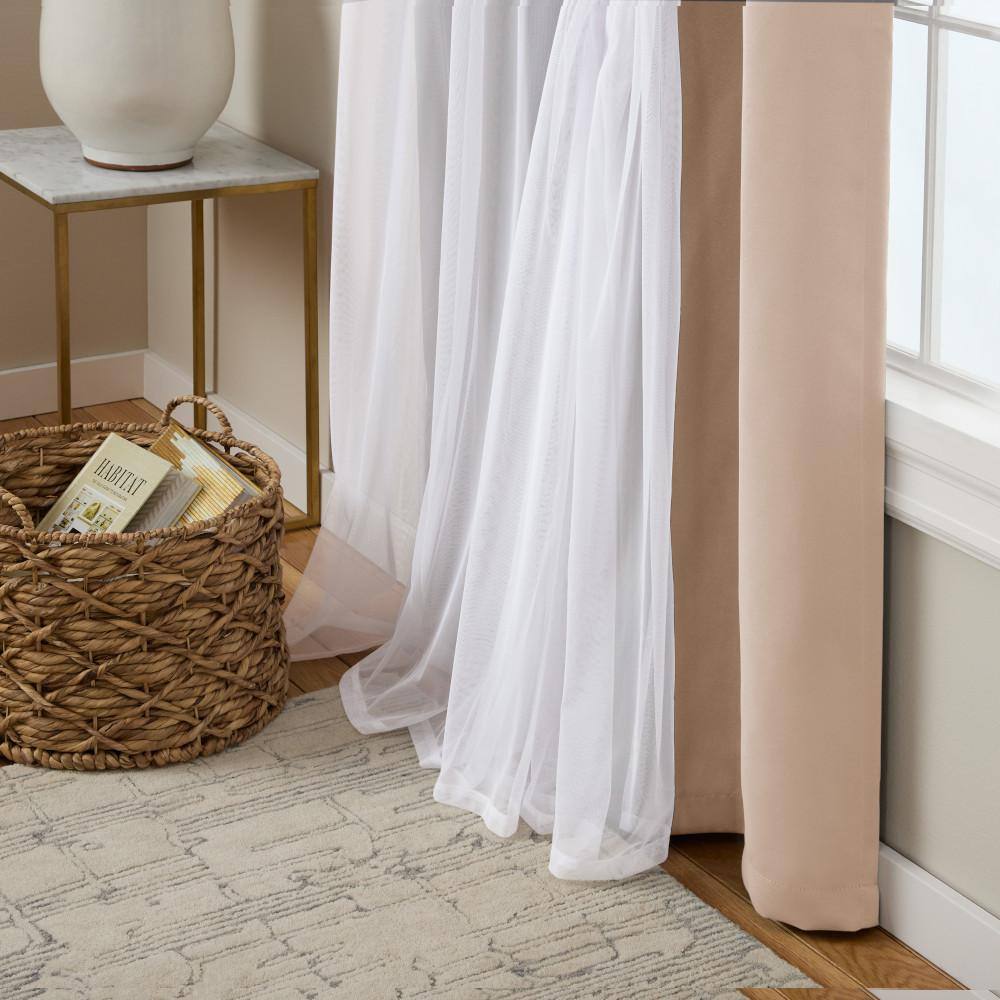 Rose Blush and Cloud Gray Blackout Sheer Grommet Curtain Panels