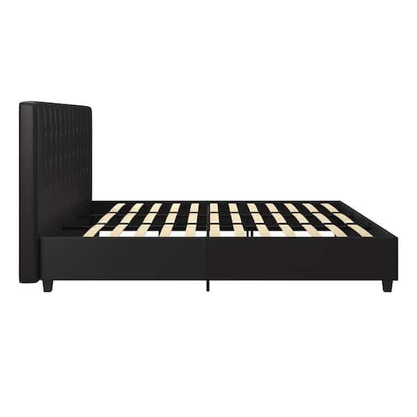 Eva Black Faux Leather Upholstered King Bed