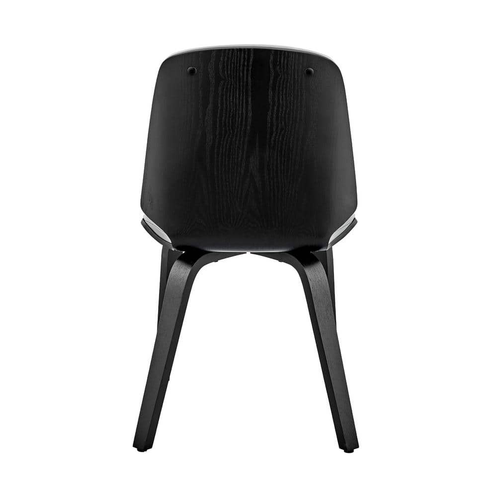 Elevated Gray Faux Leather Side Chair with Black Wooden Legs