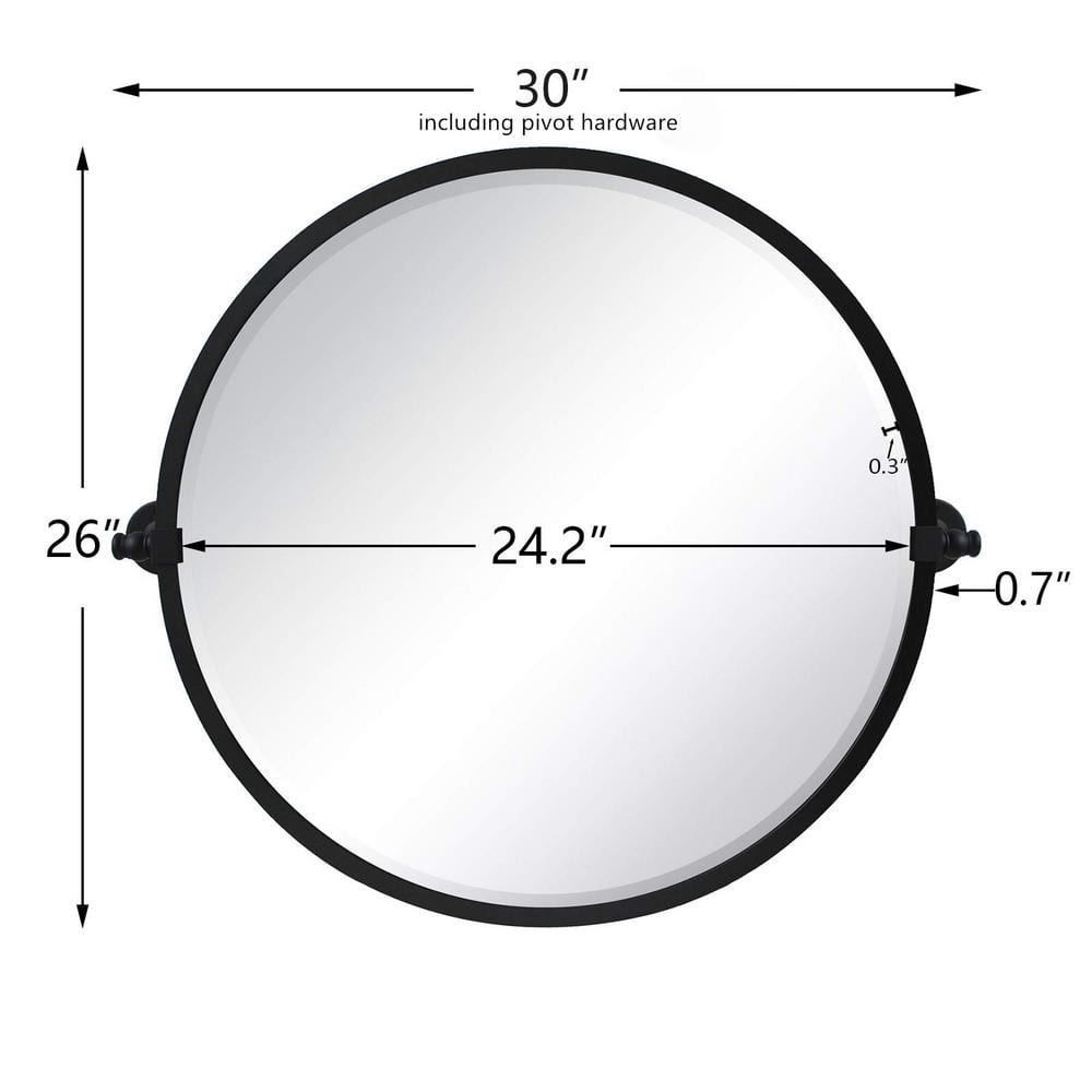 26'' Round Black Metal Framed Bathroom Vanity Mirror