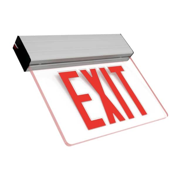 Light Blue USA Recessed Edge-Lit LED Exit Sign