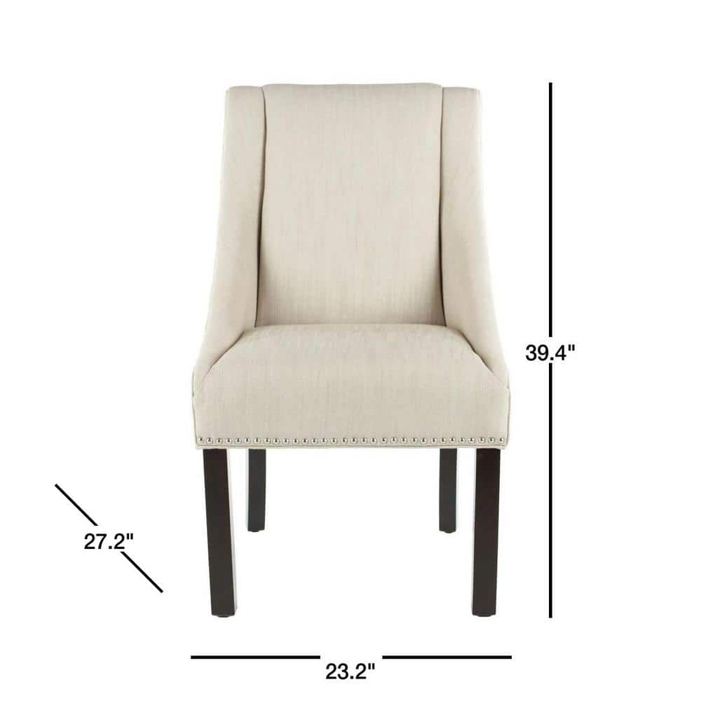 Morris Beige Linen Upholstered Dining Chairs with Birch Legs, Set of 2