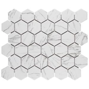 Flo 2 in. Hex White 11-1/8 in. x 12-5/8 in. Porcelain Mosaic Tile (10.0 sq. ft./Case)